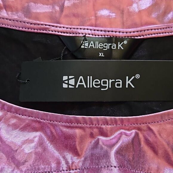 Allegra K Metallic Crop Top Pink XLarge - Picture 7 of 7